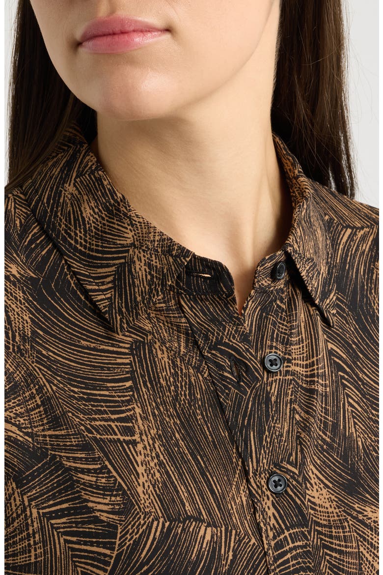 Printed Long Sleeve Utility Shirt, Alternate, color, VICUNA/ ANNE BLACK