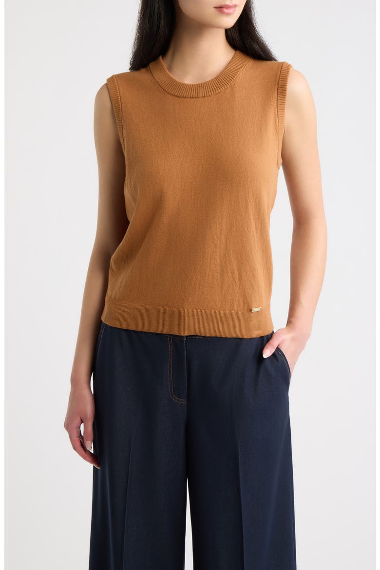 Cotton Blend Sweater Vest, Main, color, TOFFEE