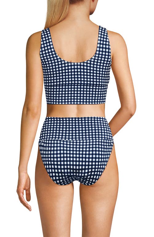 Lands' End Tugless Tankini Top And High Waisted Bottom Swimsuit Set In Blue