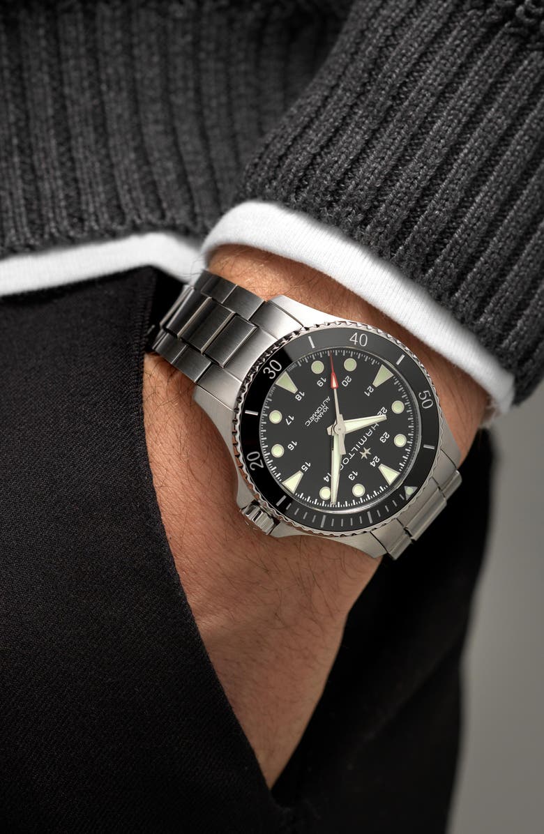 Hamilton Khaki Navy Scuba Automatic Bracelet Watch, 43mm, Alternate, color, Stainless Steel/Silver