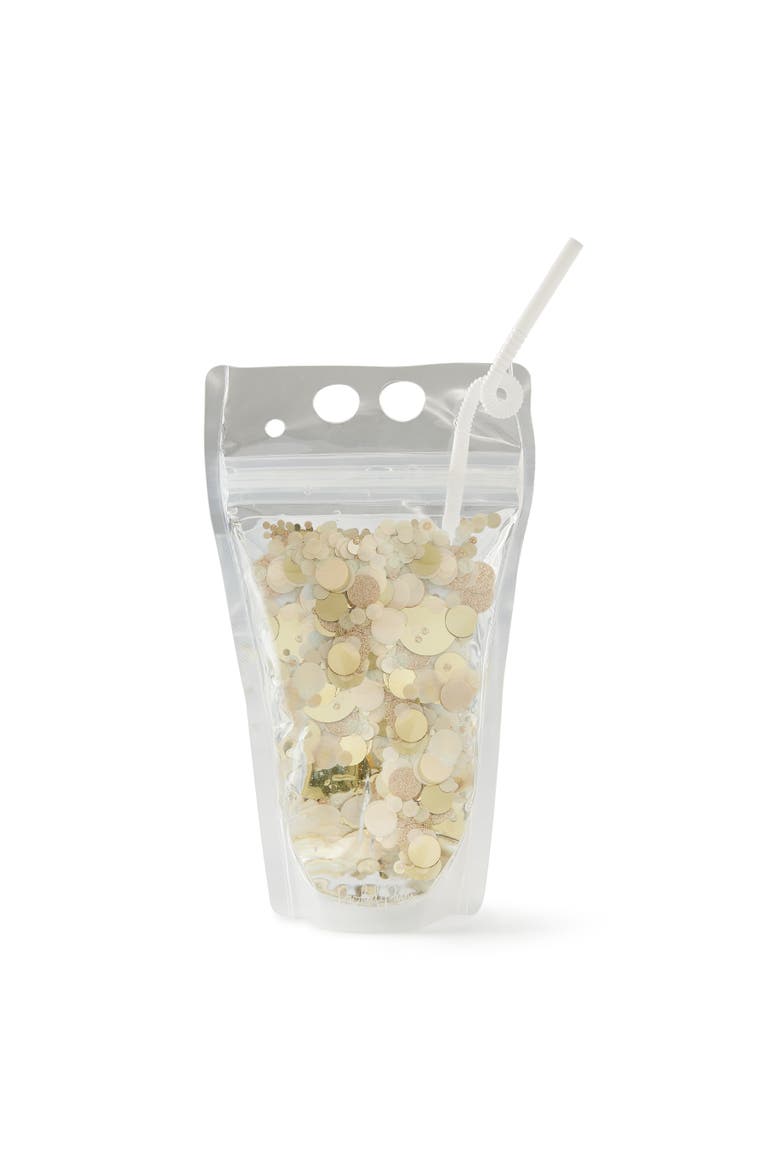 Gold Confetti Drink Pouches, Alternate, color, Multicolor
