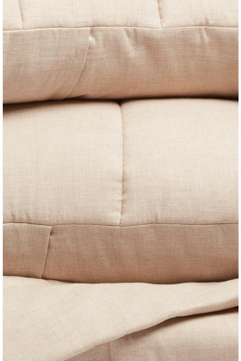 Organic Cotton Mélange Quilted Comforter & Shams Set, Alternate, color, TAN THREAD