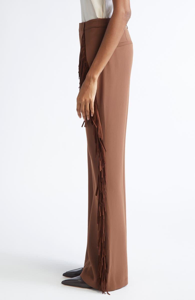 Cinq à Sept Fringe Trim Straight Leg Pants, Alternate, color, Dark Sepia