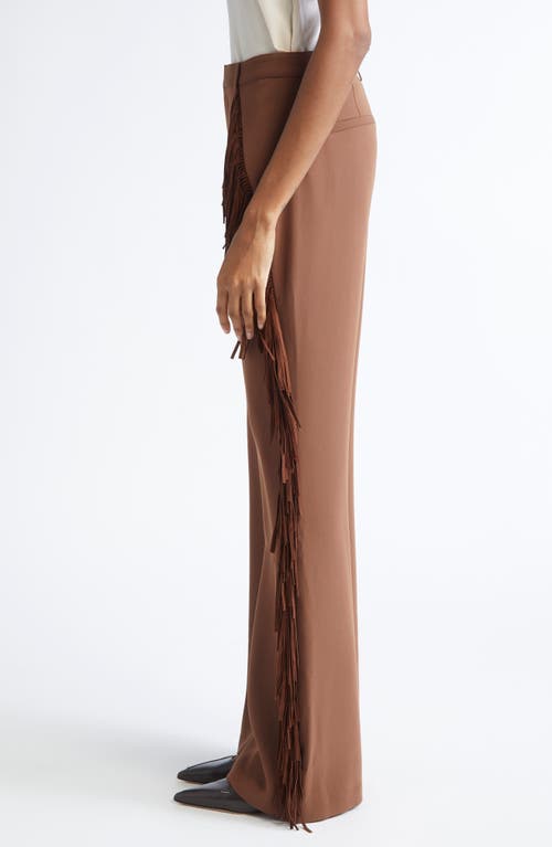 Cinq À Sept Fringe Trim Straight Leg Pants In Brown