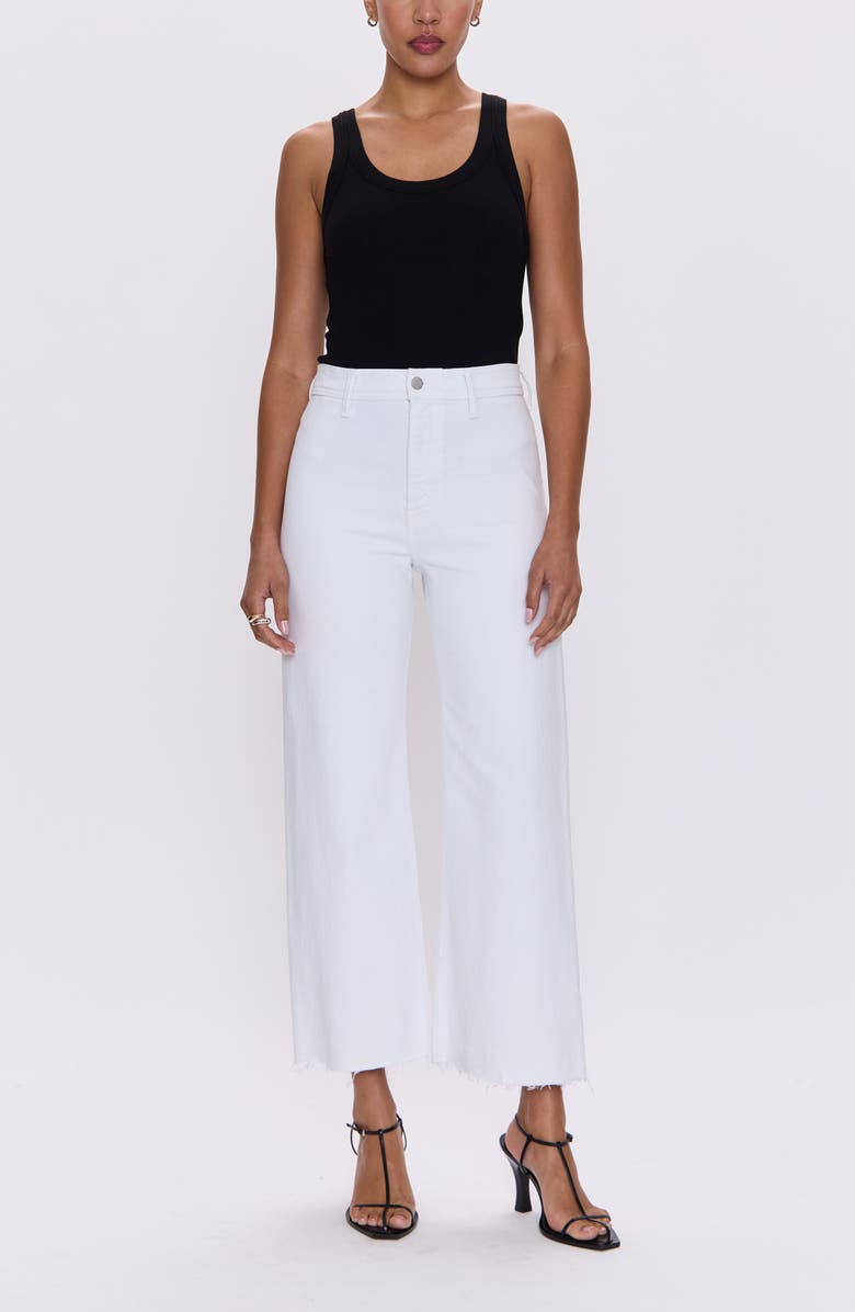 Pistola Penny Crop High Waist Raw Hem Wide Leg Jeans, Alternate, color, Blizzard