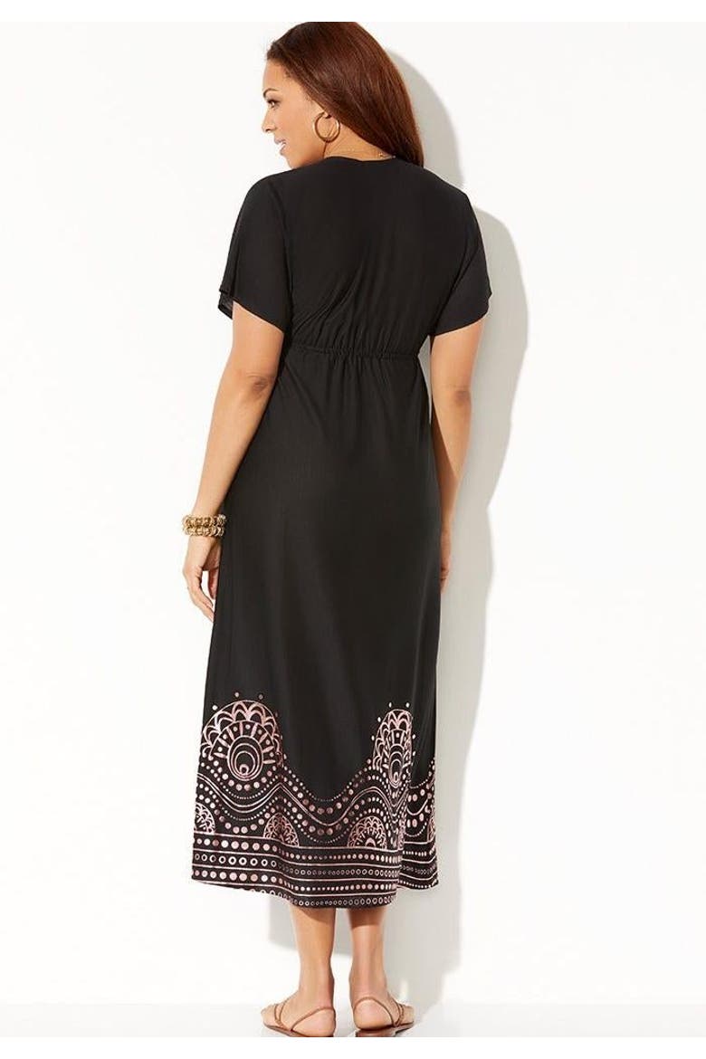 Kate V Neck Cover Up Maxi Dress, Alternate, color, Black