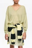 BIMBA Y LOLA Short Sweater In Cotton Linen and Lace