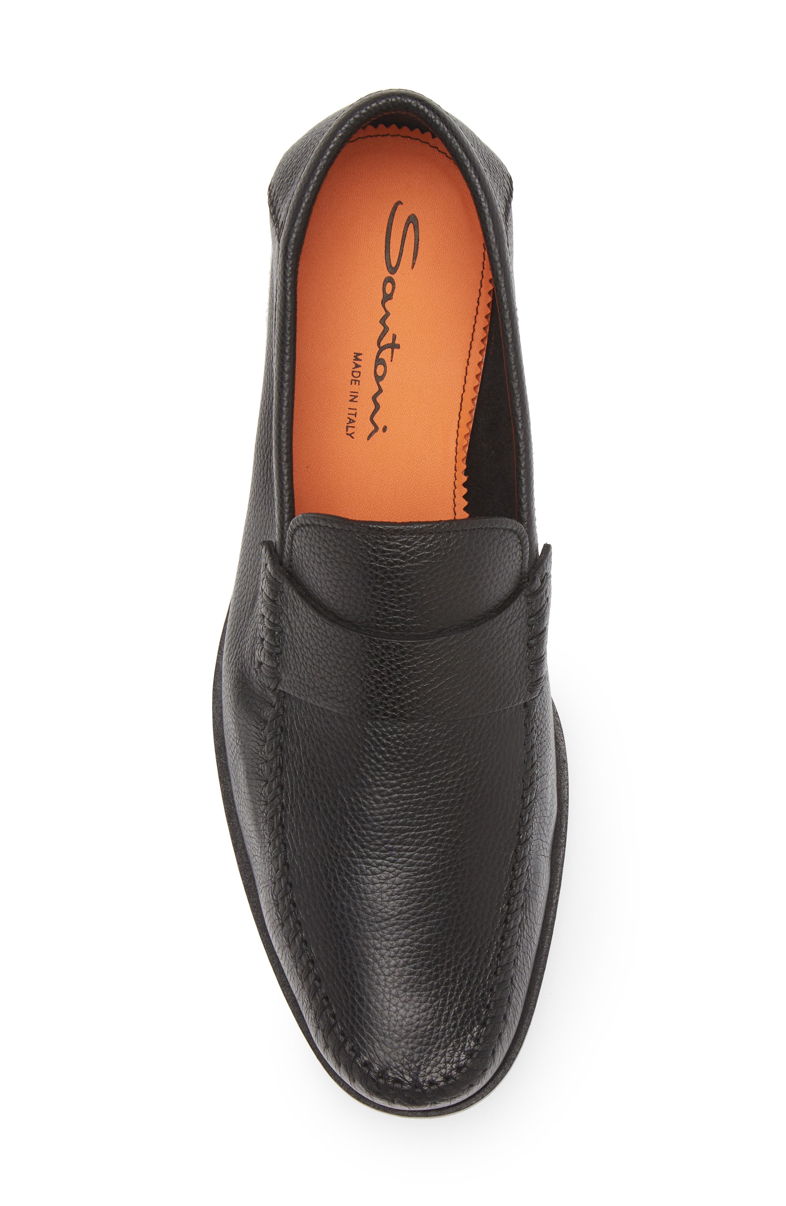 Santoni Paine Moc Toe Loafer, Alternate, color, Black