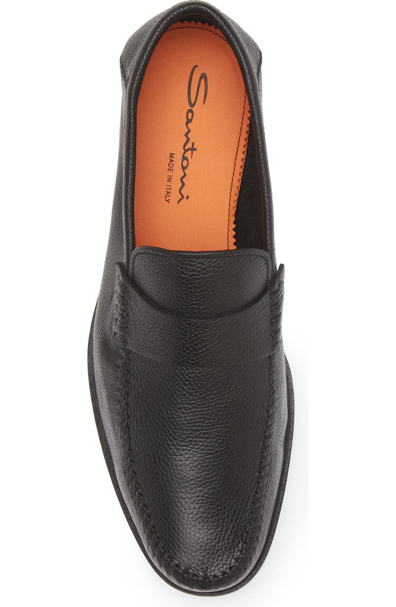 Santoni Paine Moc Toe Loafer, Alternate, color, Black