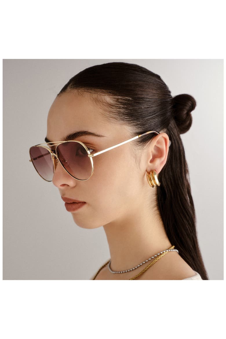 Abracadabra 60mm Gradient Aviator Sunglasses, Alternate, color, BRIGHT GOLD/ BROWN GRAD