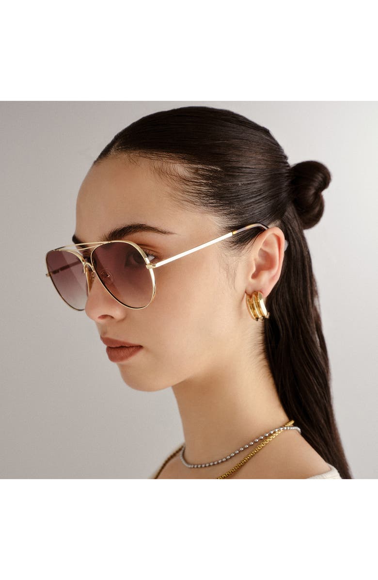 Le Specs Abracadabra 60mm Gradient Aviator Sunglasses, Alternate, color, Bright Gold/ Brown Grad