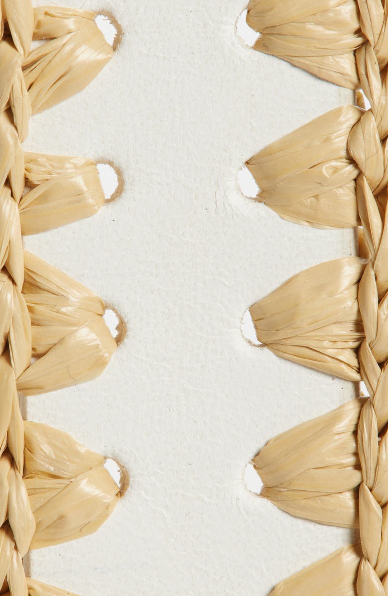 rag & bone Raffia Trim Boyfriend Leather Belt, Alternate, color, Antique White