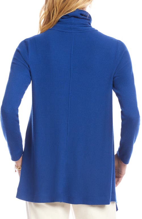 Karen Kane Rib Draped Open Front Cardigan In Blue