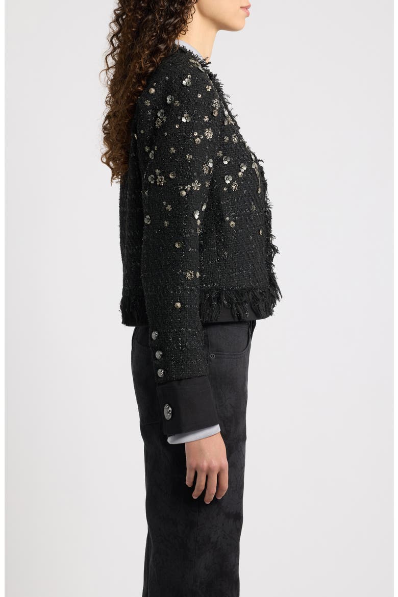 Marshall Metallic Floral Appliqué Jacket, Alternate, color, BLACK