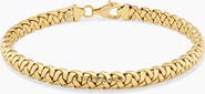 Oradina 14K Yellow Gold Caesar Bangle Bracelet
