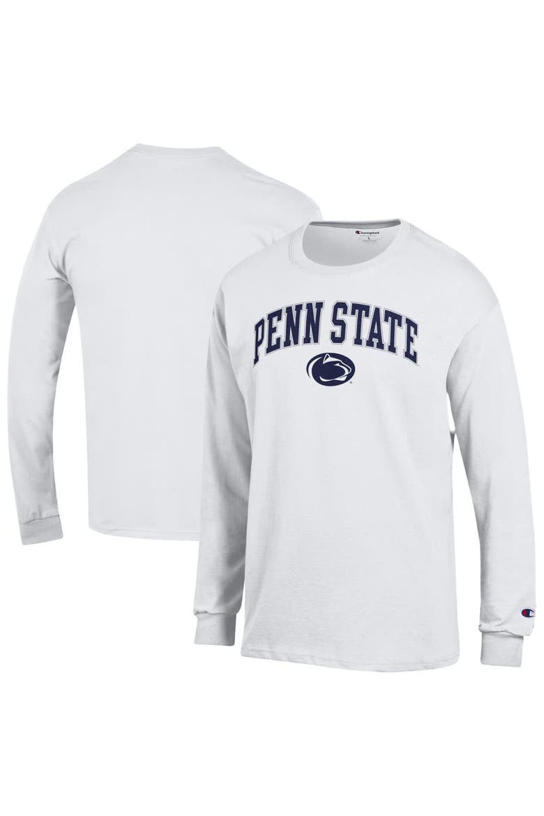 Men's Champion  White Penn State Nittany Lions Arch Over Logo Long Sleeve T-Shirt, Alternate, color, White