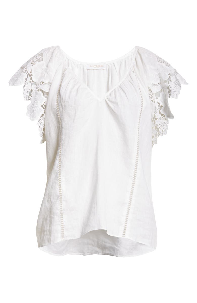 Ramy Brook Hilllary Lace Sleeve Linen Top, Alternate, color, 