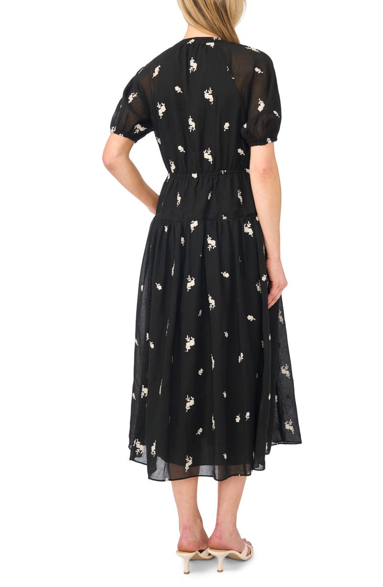 CeCe Puff Sleeve Tie Waist Midi Dress, Alternate, color,