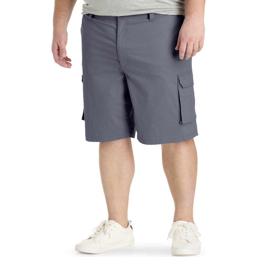True Nation By Dxl Big & Tall Stretch Ripstop Cargo Shorts In Grey