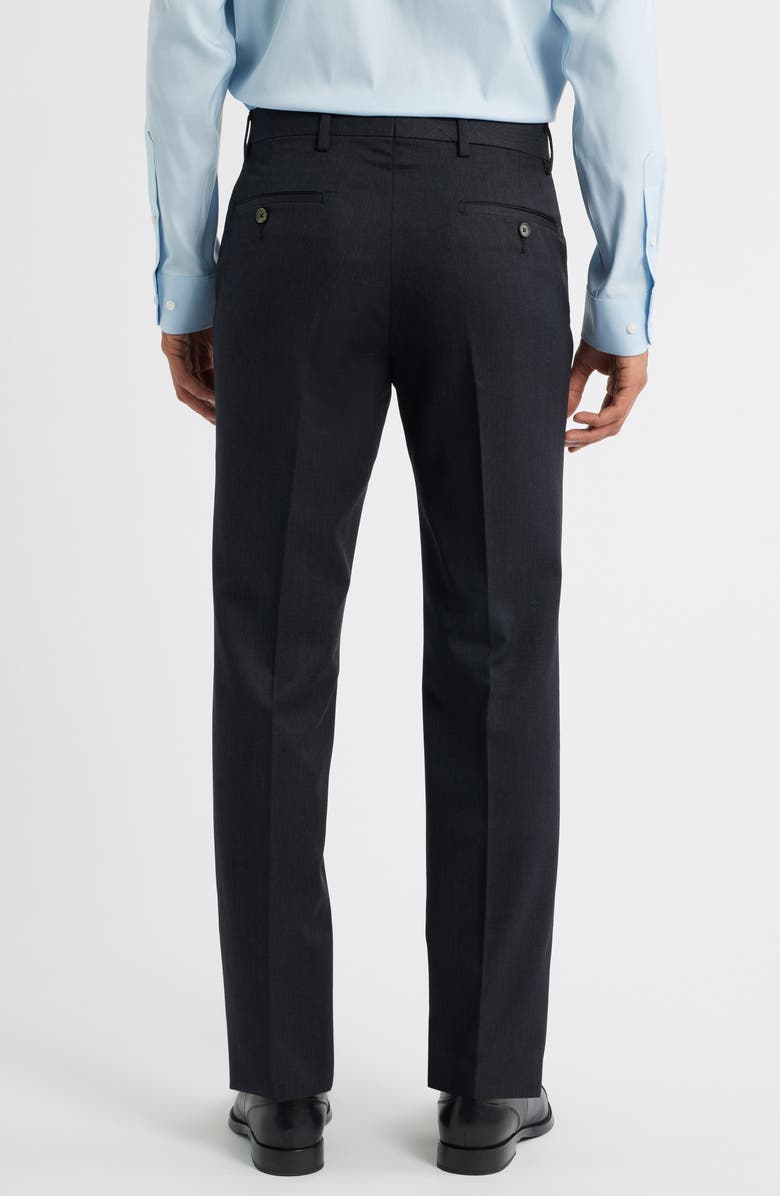 Berle Slim Fit Flat Front Charcoal Grey Super 100s Wool Dress Pants, Alternate, color, Charcoal