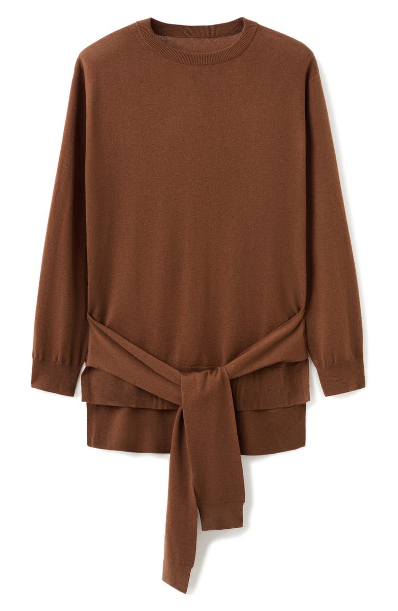 MANGO Knot Detail Sweater, Alternate, color, Caramel