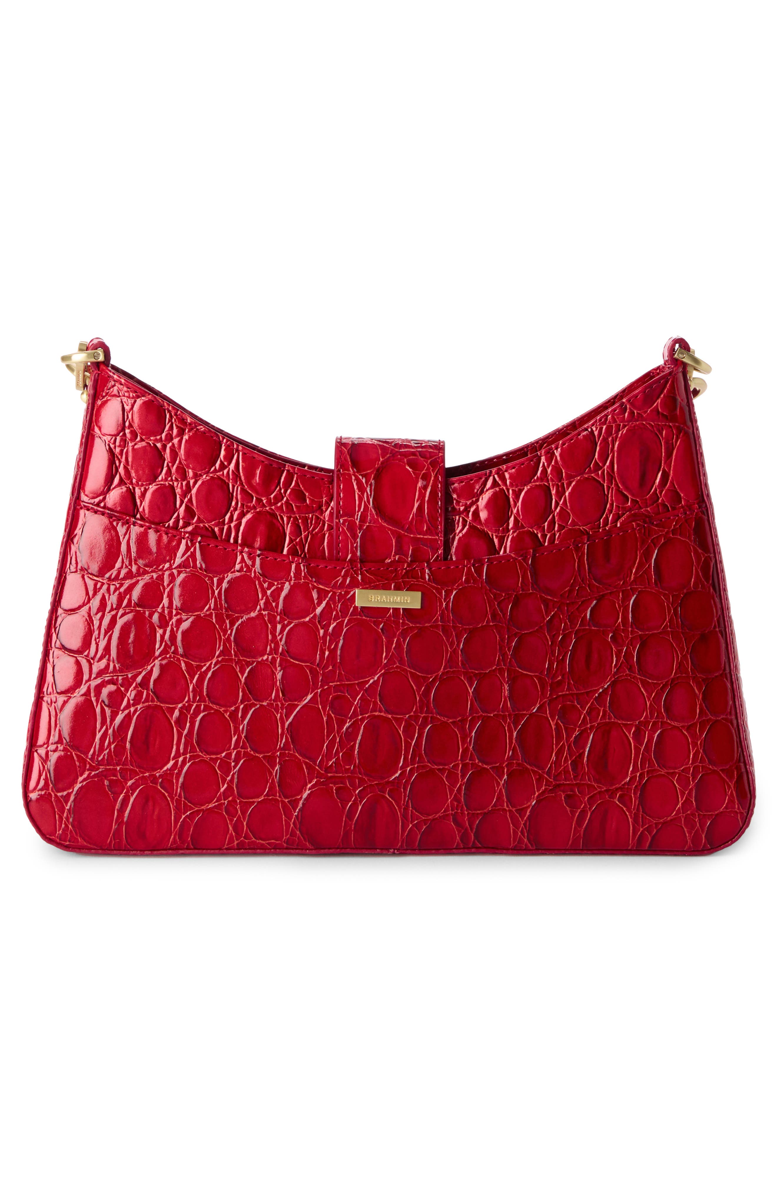 Brahmin Esme Croc Embossed Leather Shoulder Bag, Alternate, color, 