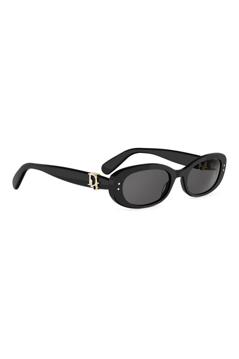 DiorOblique B1I 52mm Oval Sunglasses, Alternate, color, SHINY BLACK / SMOKE