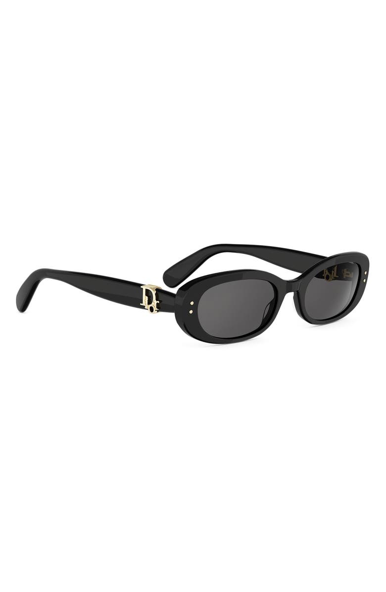 DIOR Oblique B1I 52mm Oval Sunglasses, Alternate, color, Shiny Black / Smoke