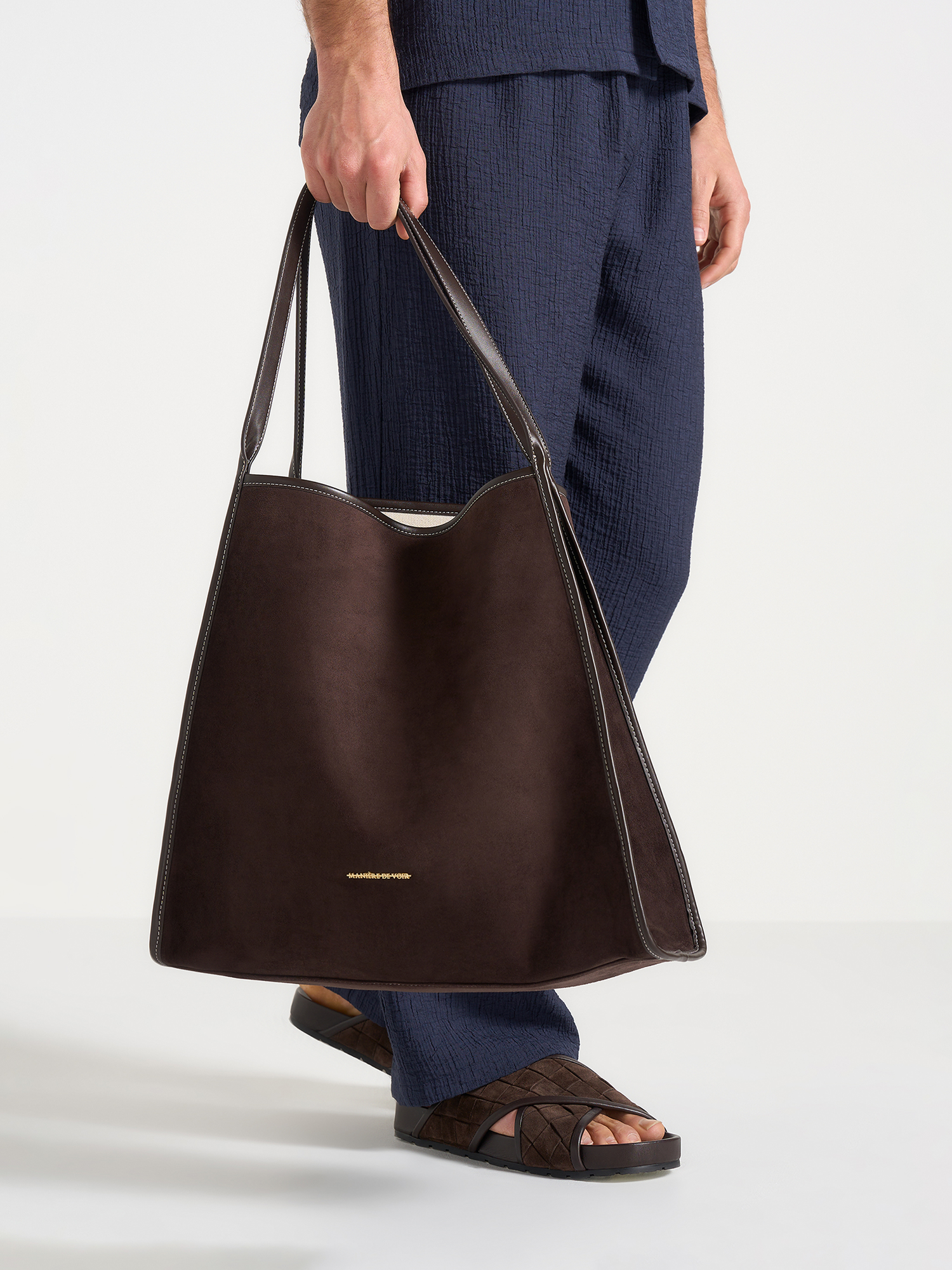 Dakota Unisex Reversible Leather & Suede Tote Bag, Main, color, Brown