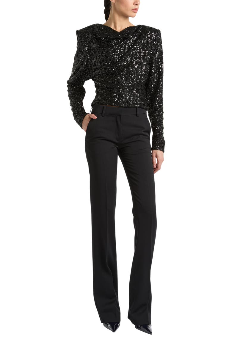 Sequinned Top with Bow, Main, color, Black