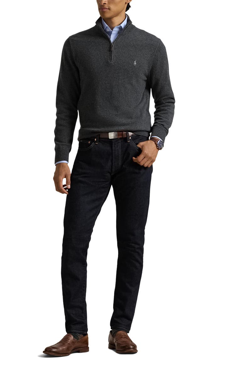 Regular Fit Wool Quarter Zip Sweater, Alternate, color, GREY HTR