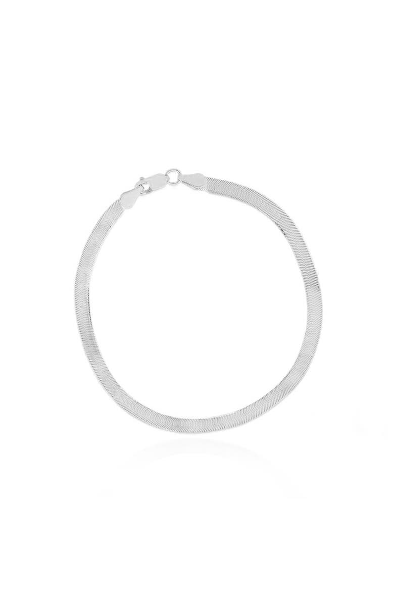 The Lovery Fine Jewelry Large Herringbone Bracelet, Main, color, White Gold