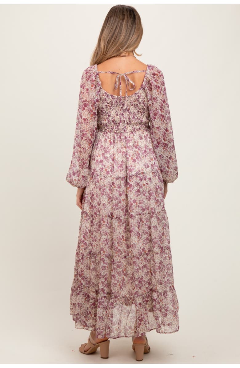 PinkBlush Floral Floral Chiffon Maxi Dress, Alternate, color, Mauve