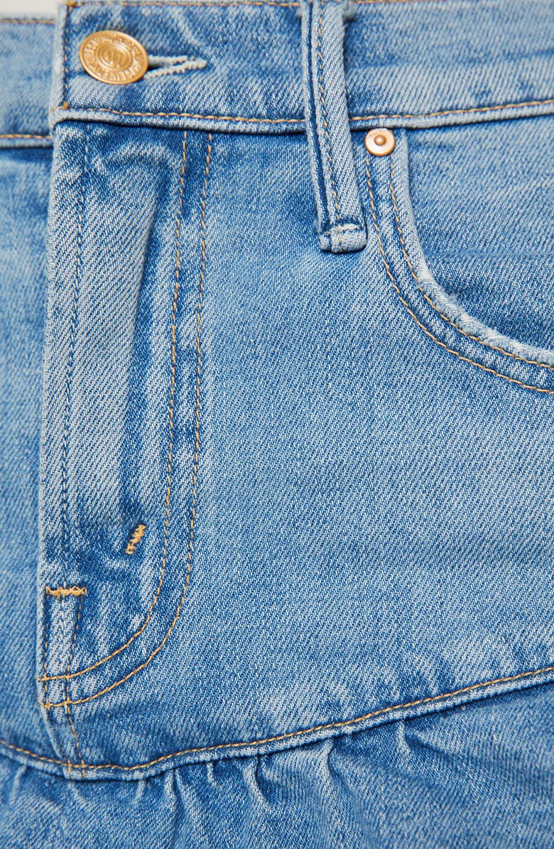 MOTHER The Ruffle My Feathers Denim Miniskirt, Alternate, color, Chaos Came Knocking