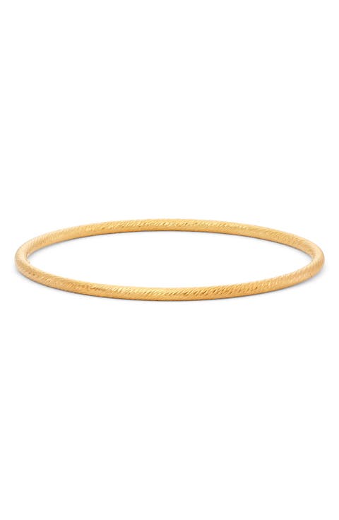 14K Gold Plate Sterling Silver Textured Bangle Bracelet