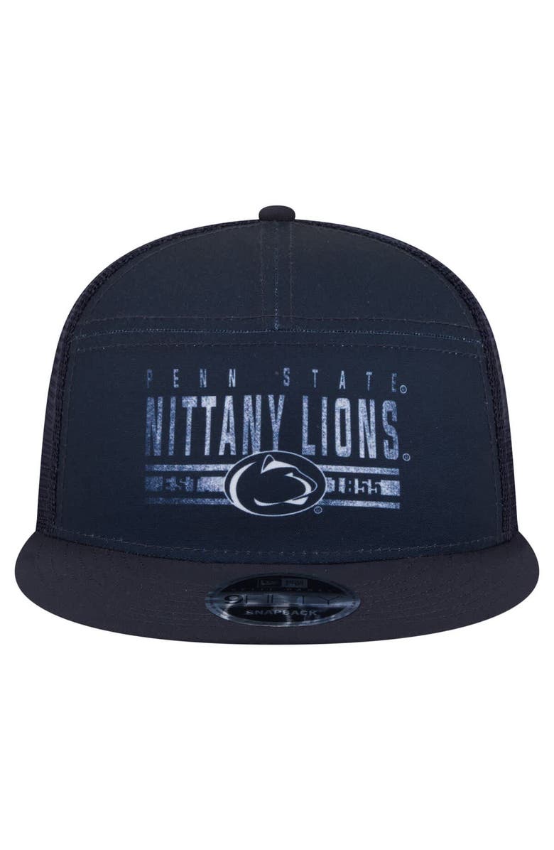 New Era Men's New Era Navy Penn State Nittany Lions Split Panel 9FIFTY Snapback Trucker Hat, Alternate, color, Navy