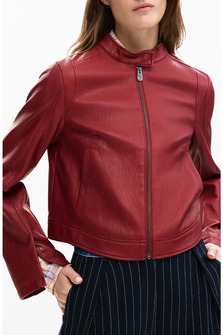 Faux Leather Jacket, Main, color, BURGUNDY