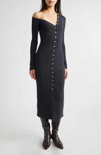 Craftsman Rib One-Shoulder Sweater Dress