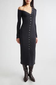 STAUD Craftsman Rib One-Shoulder Sweater Dress
