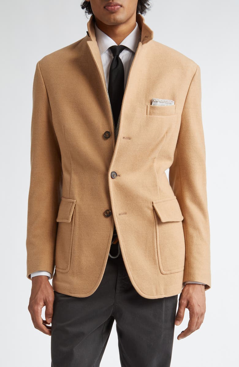 Eleventy Single Breasted Wool Knit Sport Coat, Main, color, Camel