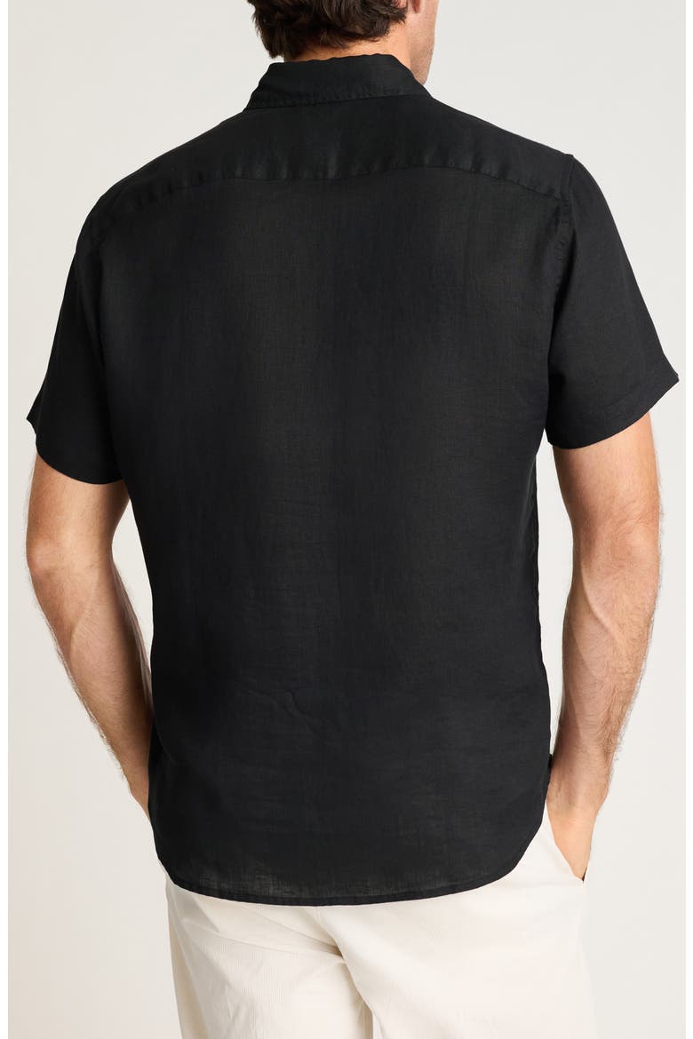 Slim Fit Linen Short Sleeve Shirt, Alternate, color, BLACK LINEN
