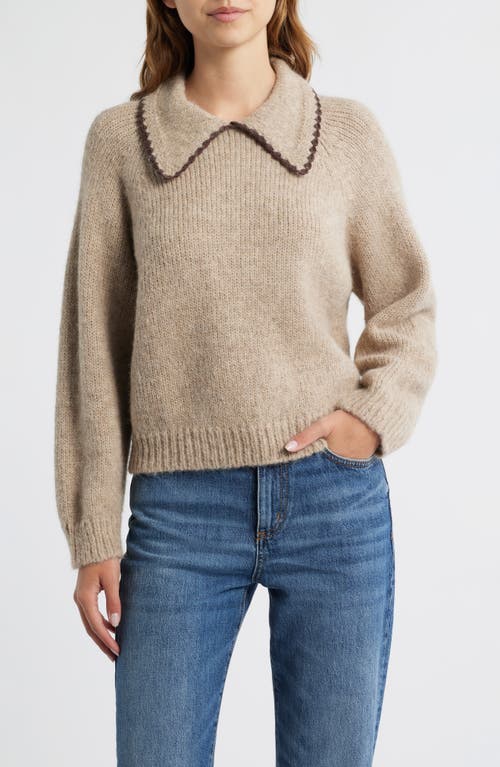 The Great . Blanket Stitch Alpaca Blend Sweater In Neutral