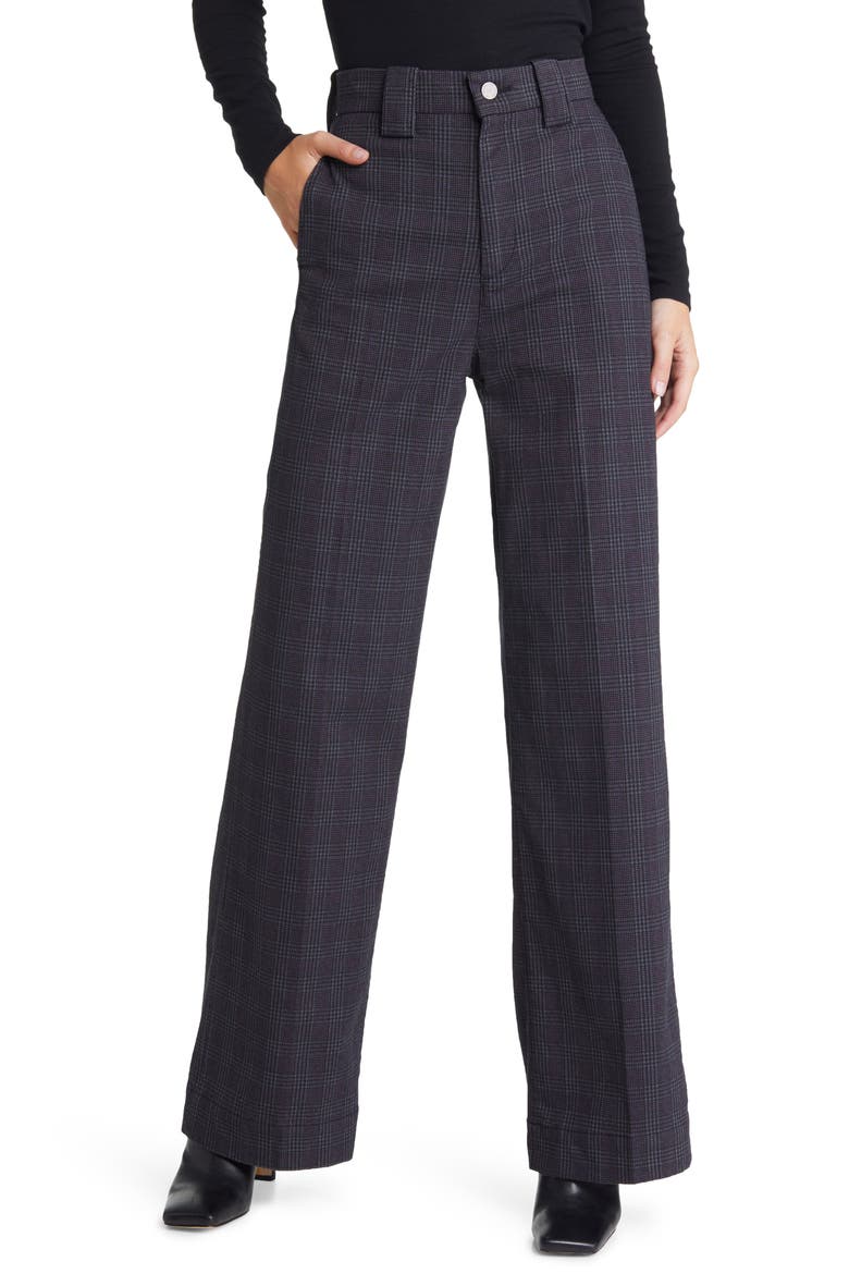 Deven Plaid High Waist Wide Leg Pants, Main, color, SMALL RUE MAROON