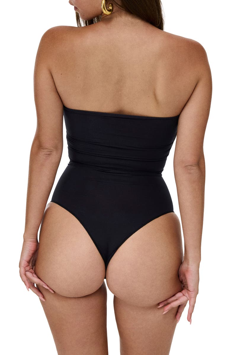 Noody Seamless Forming Strapless Bodysuit, Alternate, color, Black