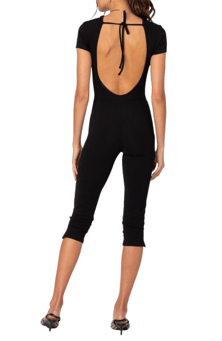 EDIKTED Capri Open Back Crop Jumpsuit, Alternate, color, 