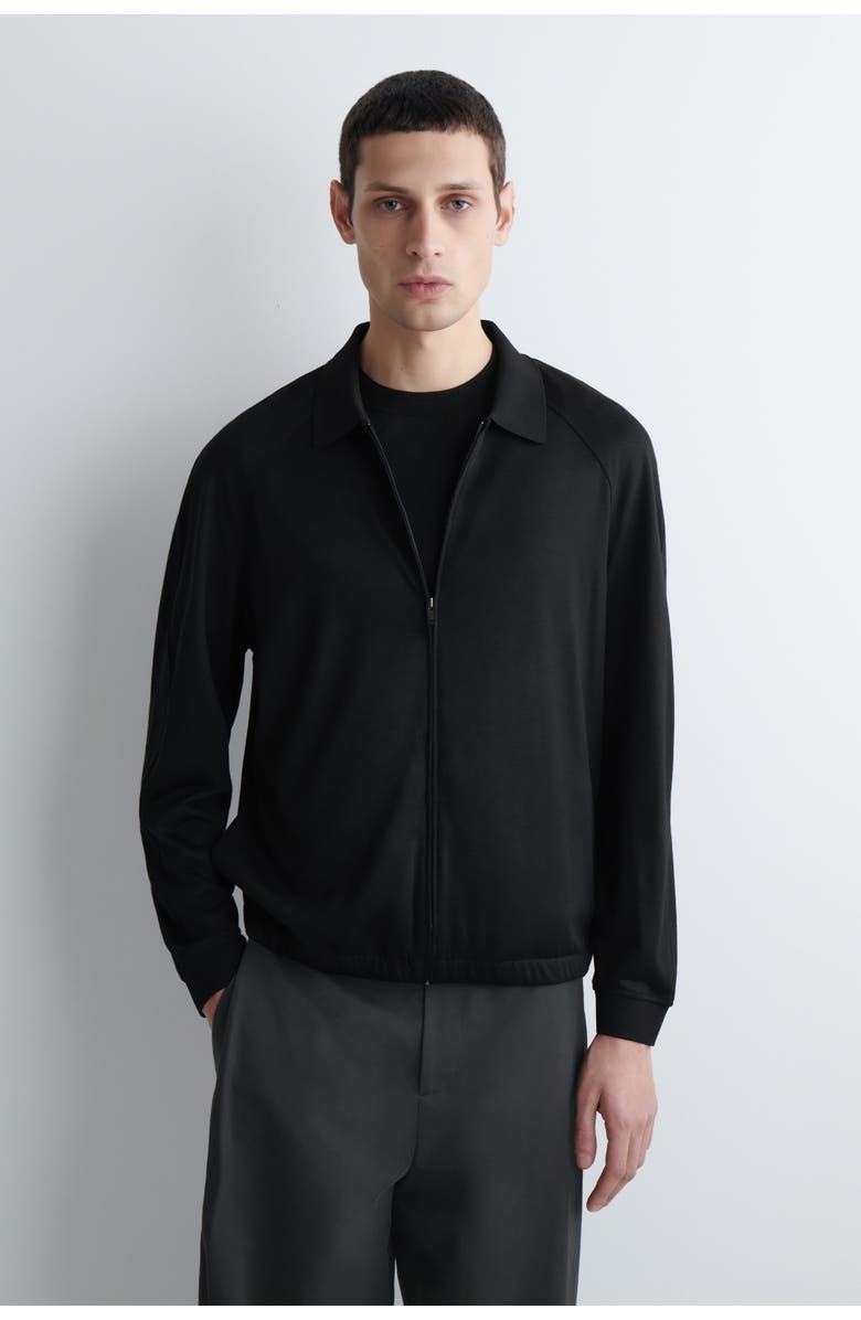 COS Wool-Jersey Bomber Jacket, Alternate, color, Black
