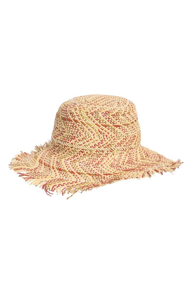 Steve Madden Coley Coastal Chevron Straw Hat, Main, color, Soft Multi