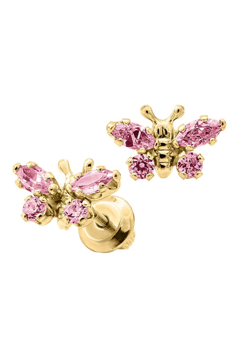 Butterfly Birthstone Gold Earrings, Alternate, color, OCTOBER