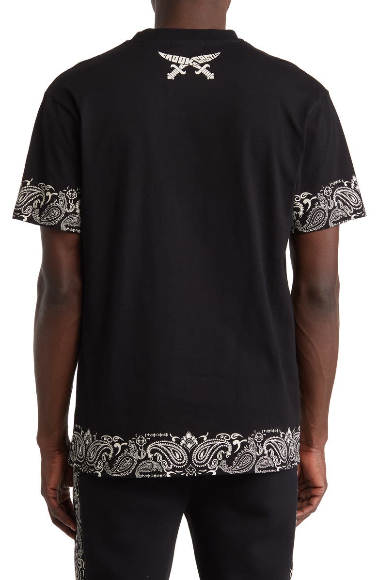 CROOKS AND CASTLES Paisley Knives Embroidery T-Shirt, Alternate, color, 