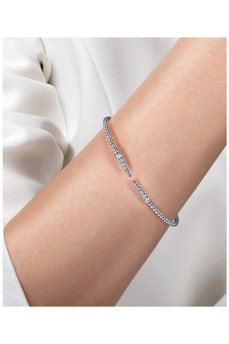 Bujukan Pointed Diamond Beaded Cuff Bracelet, Alternate, color, WHITE GOLD
